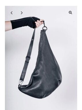 Noctex Minimal Black Leather Crossbody Lung Bag - Sleek Everyday Carry